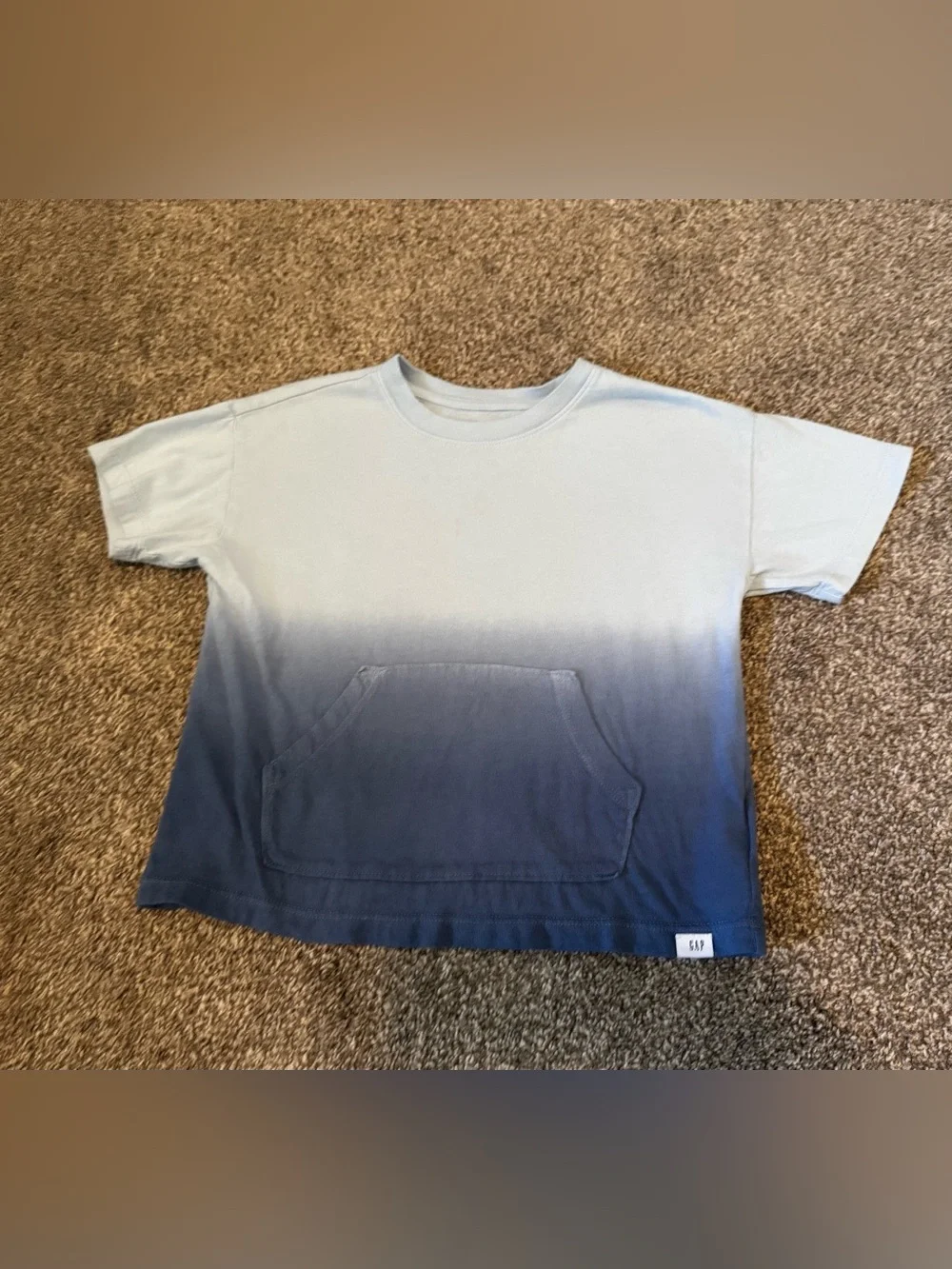 Baby Gap Light Blue Ombre Navy kangaroo pocket toddler cotton t shirt 4T Boy